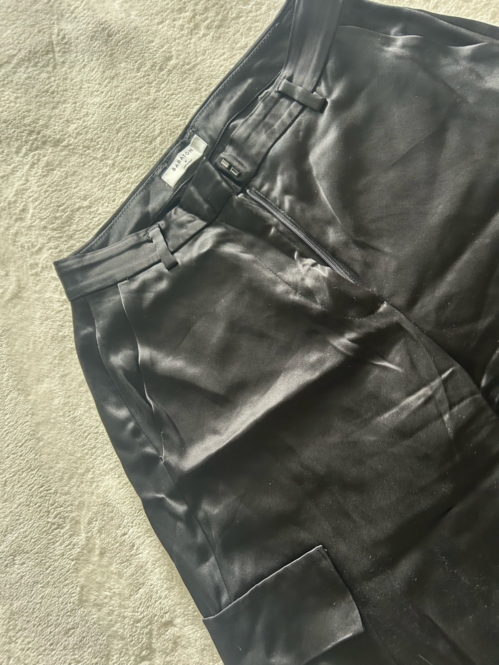 Babaton Black Satin Women Dress Pants